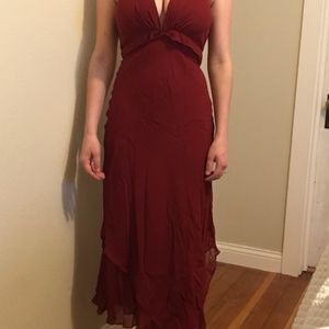 BCBG Red Silk Halter Dress